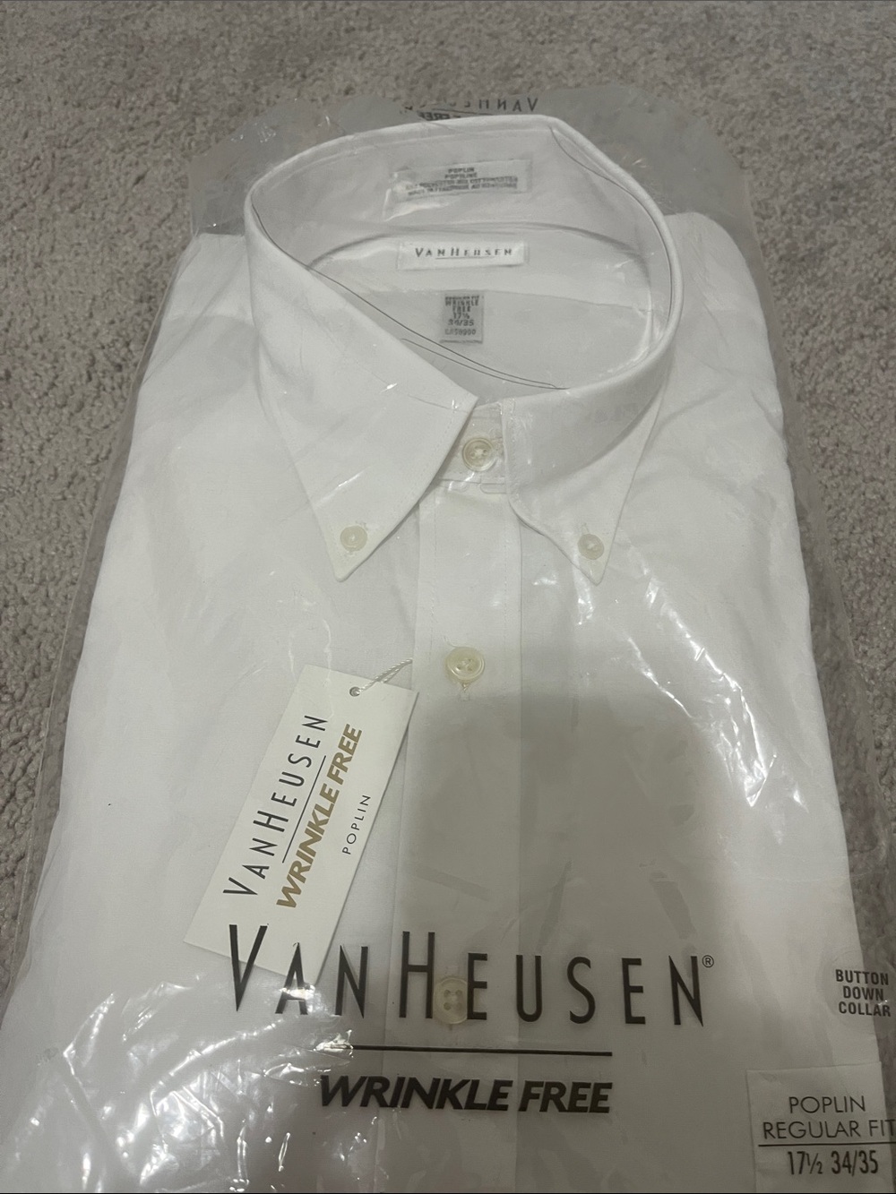 Van Heusen White Button-Down Poplin Dress Shirt
